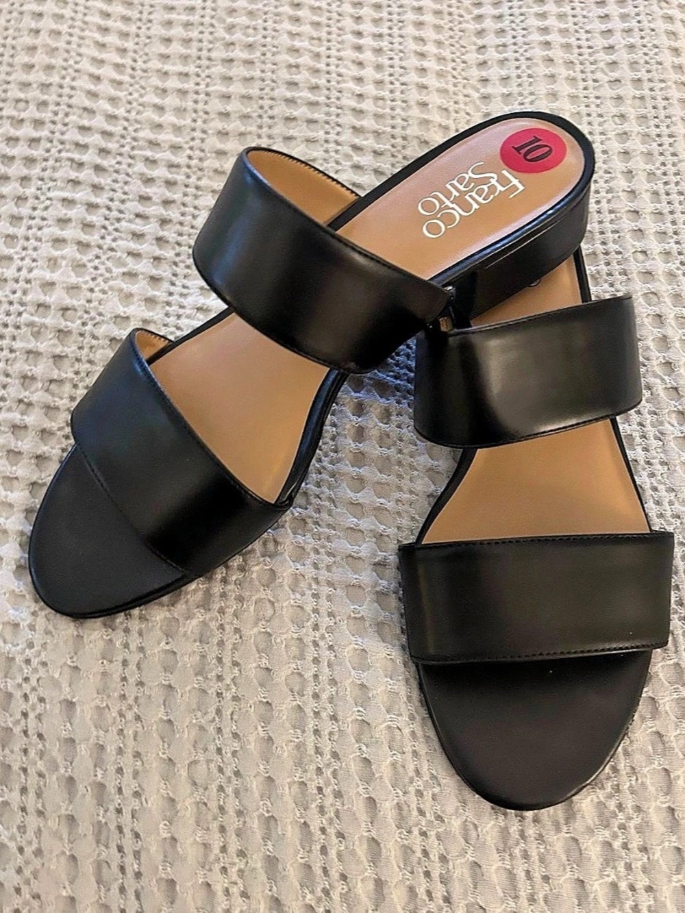 Franco Sarto Black Double Strap Block Heel Sandals US 10. Never worn.